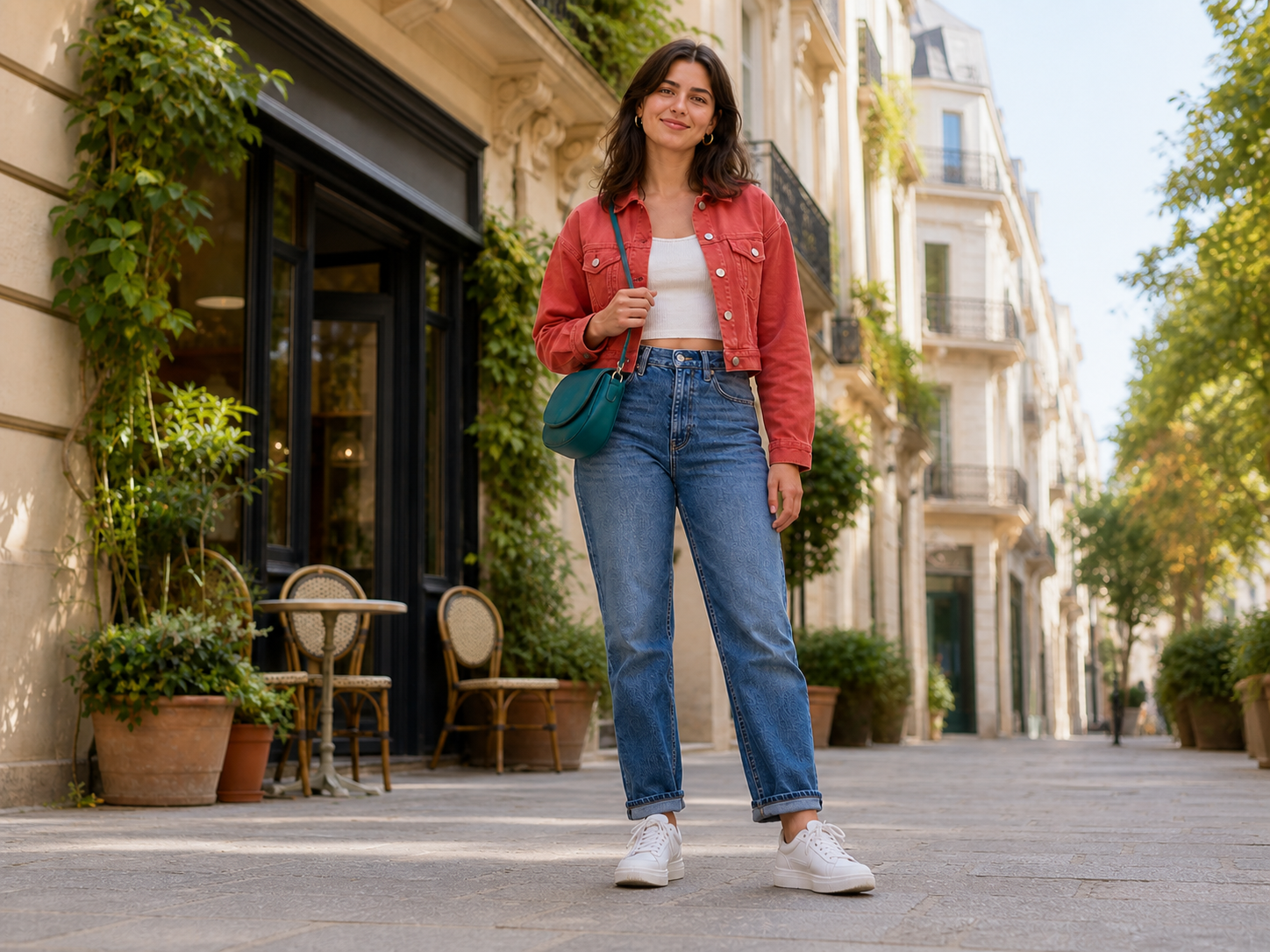 Woman and street photographed from a low camera angle