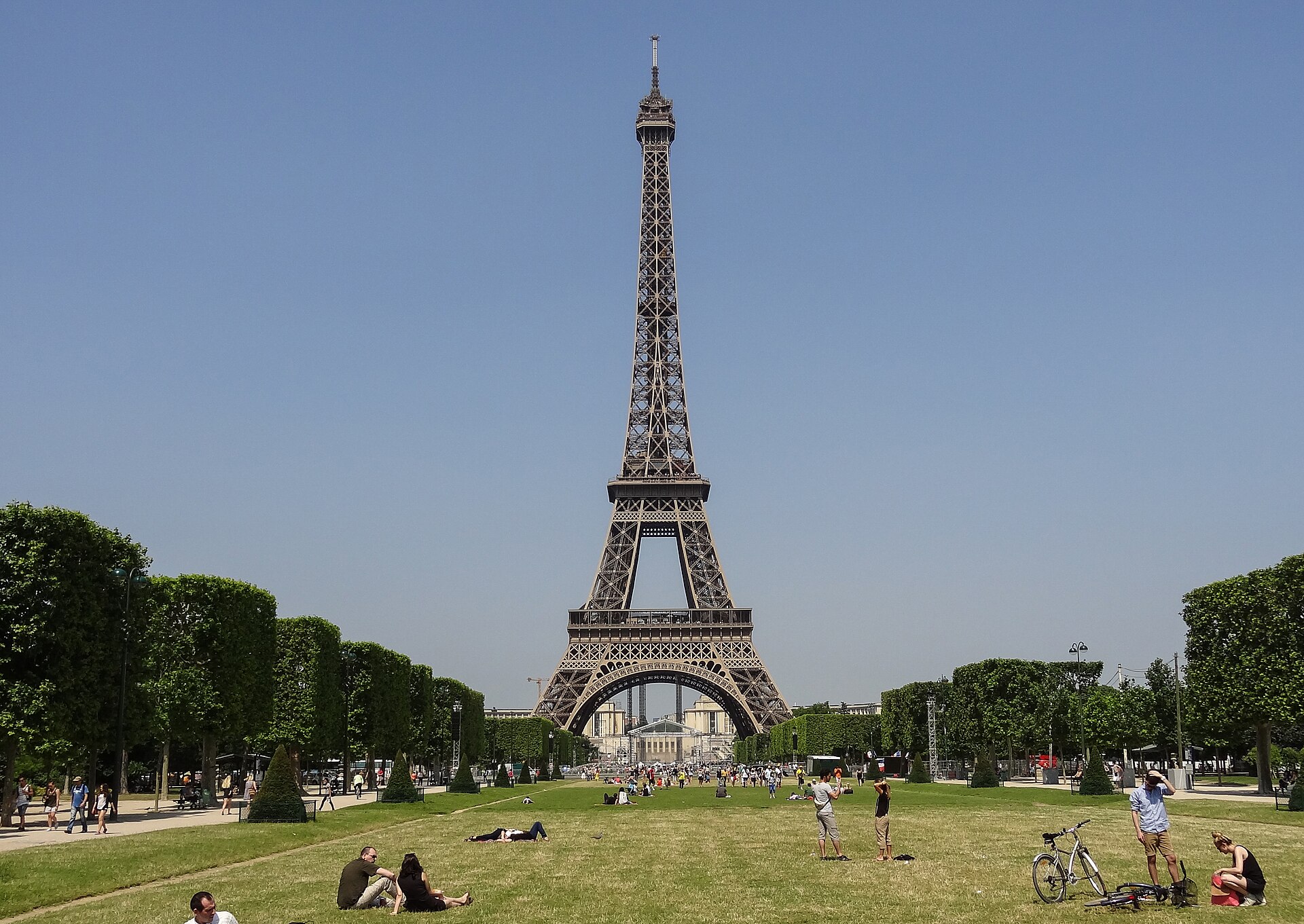 Eiffel Tower viewed from the Champ de Mars in Paris, France