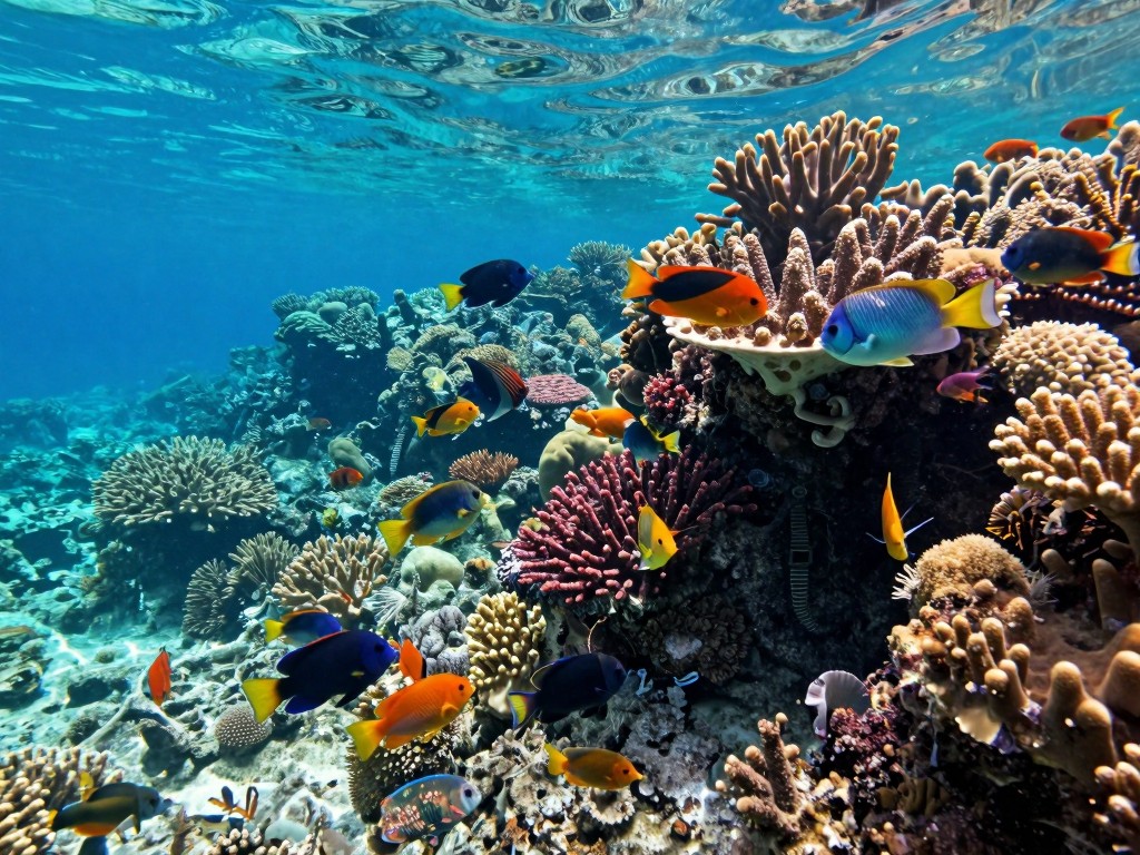 AI-generated underwater coral reef with tropical fish